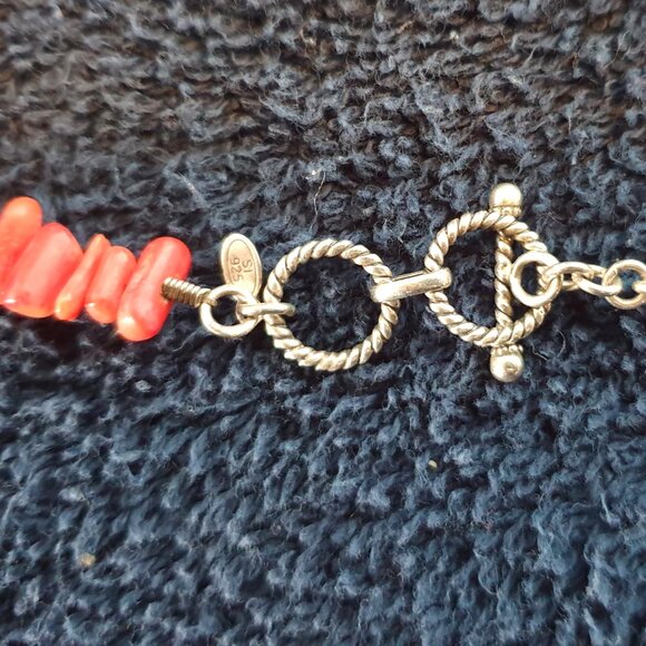 Bold Vintage Indian Genuine Red Coral & 925 Sterling Silver Pendant Necklace - Picture 6 of 16